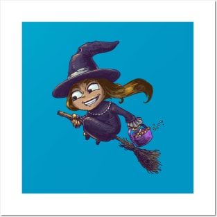 Halloween cute witch trick or treat Posters and Art